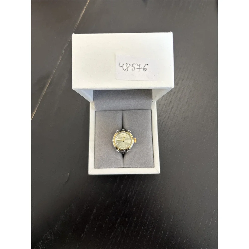 Invicta Two Tone Ring Watch 228752 Champagne Dial Crystal Markers Adjustable